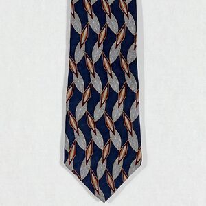 Vintage Bill Blass Black Label Silk Tie 4" x 58" Navy Gold Burgundy Necktie